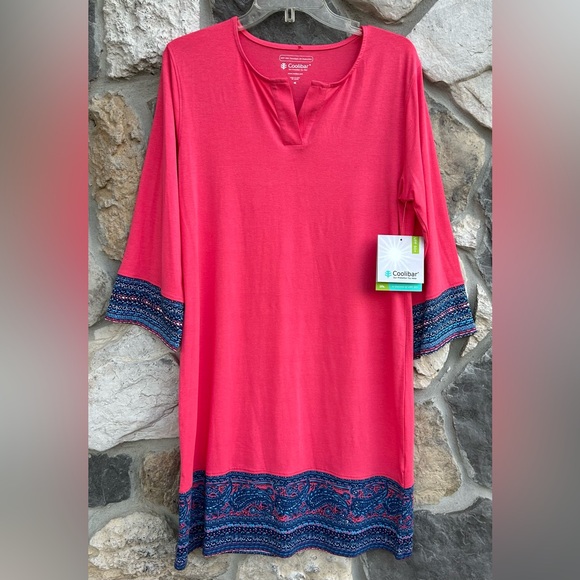 Coolibar Dresses & Skirts - Coolibar Dress Size M UPF 50+ Pink Blue Beach Resort Wear Sun Protection Outdoor